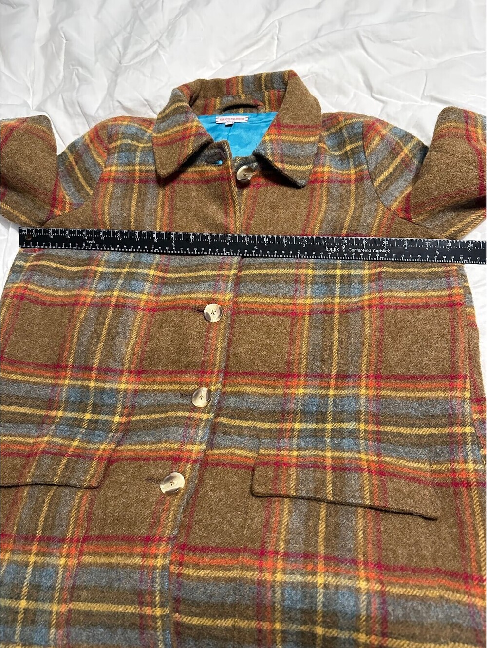 Frances Valentine Wool Plaid Andrews Plaid Barn Jacket Coat EUC Size Medium - Picture 5 of 8